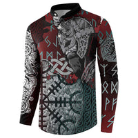 Viking Warrior Button Sweatshirt with Runes and Blood Battle Scene Norse Valor Tribute - Wonder Print Shop