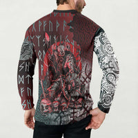 Viking Warrior Button Sweatshirt with Runes and Blood Battle Scene Norse Valor Tribute - Wonder Print Shop