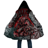 Viking Warrior Cloak with Runes and Blood Battle Scene Norse Valor Tribute - Wonder Print Shop