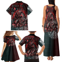 Viking Warrior Family Matching Tank Maxi Dress and Hawaiian Shirt with Runes and Blood Battle Scene Norse Valor Tribute - Wonder Print Shop