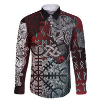 Viking Warrior Family Matching Tank Maxi Dress and Hawaiian Shirt with Runes and Blood Battle Scene Norse Valor Tribute - Wonder Print Shop