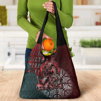 Viking Warrior Grocery Bag with Runes and Blood Battle Scene Norse Valor Tribute - Wonder Print Shop