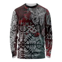 Viking Warrior Long Sleeve Shirt with Runes and Blood Battle Scene Norse Valor Tribute - Wonder Print Shop