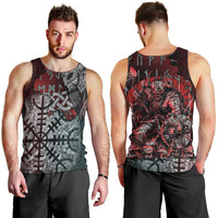 Viking Warrior Men Tank Top with Runes and Blood Battle Scene Norse Valor Tribute - Wonder Print Shop