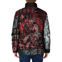 Viking Warrior Padded Jacket with Runes and Blood Battle Scene Norse Valor Tribute - Wonder Print Shop
