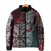 Viking Warrior Padded Jacket with Runes and Blood Battle Scene Norse Valor Tribute - Wonder Print Shop