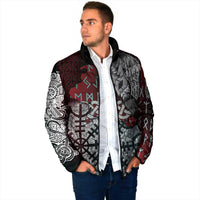 Viking Warrior Padded Jacket with Runes and Blood Battle Scene Norse Valor Tribute - Wonder Print Shop