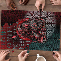 Viking Warrior Puzzle with Runes and Blood Battle Scene Norse Valor Tribute - Wonder Print Shop
