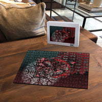 Viking Warrior Puzzle with Runes and Blood Battle Scene Norse Valor Tribute - Wonder Print Shop