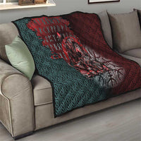 Viking Warrior Quilt with Runes and Blood Battle Scene Norse Valor Tribute - Wonder Print Shop