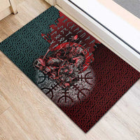 Viking Warrior Rubber Doormat with Runes and Blood Battle Scene Norse Valor Tribute - Wonder Print Shop
