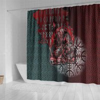Viking Warrior Shower Curtain with Runes and Blood Battle Scene Norse Valor Tribute - Wonder Print Shop