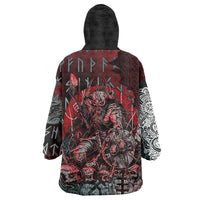 Viking Warrior Wearable Blanket Hoodie with Runes and Blood Battle Scene Norse Valor Tribute - Wonder Print Shop