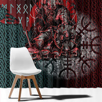 Viking Warrior Window Curtain with Runes and Blood Battle Scene Norse Valor Tribute - Wonder Print Shop