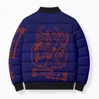 Valhalla Warrior Viking Bomber Puffer Jacket with Axes and Norse Symbols Norse Mythology Tribute - Wonder Print Shop