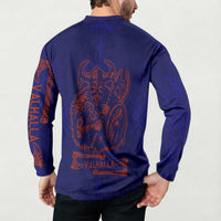 Valhalla Warrior Viking Button Sweatshirt with Axes and Norse Symbols Norse Mythology Tribute - Wonder Print Shop