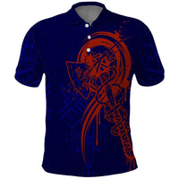 Valhalla Warrior Viking Polo Shirt with Axes and Norse Symbols Norse Mythology Tribute - Wonder Print Shop