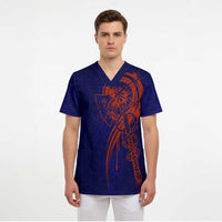 Valhalla Warrior Viking Scrub Top with Axes and Norse Symbols Norse Mythology Tribute - Wonder Print Shop