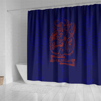 Valhalla Warrior Viking Shower Curtain with Axes and Norse Symbols Norse Mythology Tribute - Wonder Print Shop