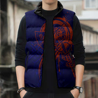 Valhalla Warrior Viking Sleeveless Puffer Jacket with Axes and Norse Symbols Norse Mythology Tribute - Wonder Print Shop