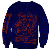 Valhalla Warrior Viking Sweatshirt with Axes and Norse Symbols Norse Mythology Tribute - Wonder Print Shop