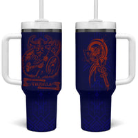 Valhalla Warrior Viking Tumbler With Handle with Axes and Norse Symbols Norse Mythology Tribute - Wonder Print Shop