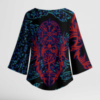 Odin Raven Viking Kimono Sleeve Blouse with Valknut and Runes Norse Mythology and Magic Tribute - Wonder Print Shop