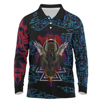 Odin Raven Viking Long Sleeve Polo Shirt with Valknut and Runes Norse Mythology and Magic Tribute - Wonder Print Shop