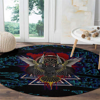 Odin Raven Viking Round Carpet with Valknut and Runes Norse Mythology and Magic Tribute - Wonder Print Shop