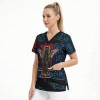 Odin Raven Viking Scrub Top with Valknut and Runes Norse Mythology and Magic Tribute - Wonder Print Shop