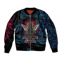 Odin Raven Viking Sleeve Zip Bomber Jacket with Valknut and Runes Norse Mythology and Magic Tribute - Wonder Print Shop