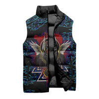 Odin Raven Viking Sleeveless Puffer Jacket with Valknut and Runes Norse Mythology and Magic Tribute - Wonder Print Shop