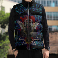Odin Raven Viking Sleeveless Puffer Jacket with Valknut and Runes Norse Mythology and Magic Tribute - Wonder Print Shop