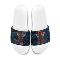 Odin Raven Viking Slide Sandals with Valknut and Runes Norse Mythology and Magic Tribute - Wonder Print Shop