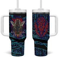 Odin Raven Viking Tumbler With Handle with Valknut and Runes Norse Mythology and Magic Tribute - Wonder Print Shop