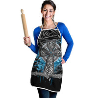 Thor Hammer Viking Apron with Celtic Knots and Blue Splatter Norse Heritage Tribute - Wonder Print Shop