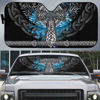 Thor Hammer Viking Auto Sun Shade with Celtic Knots and Blue Splatter Norse Heritage Tribute - Wonder Print Shop