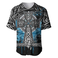 Thor Hammer Viking Baseball Jersey with Celtic Knots and Blue Splatter Norse Heritage Tribute - Wonder Print Shop