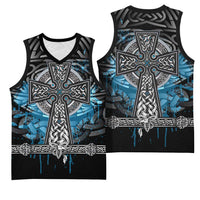 Thor Hammer Viking Basketball Jersey with Celtic Knots and Blue Splatter Norse Heritage Tribute - Wonder Print Shop
