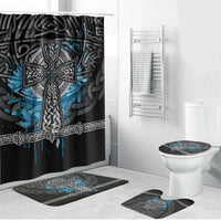 Thor Hammer Viking Bathroom Set with Celtic Knots and Blue Splatter Norse Heritage Tribute - Wonder Print Shop
