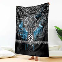 Thor Hammer Viking Blanket with Celtic Knots and Blue Splatter Norse Heritage Tribute - Wonder Print Shop