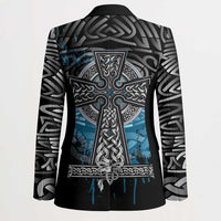 Thor Hammer Viking Blazer with Celtic Knots and Blue Splatter Norse Heritage Tribute - Wonder Print Shop