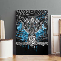 Thor Hammer Viking Canvas Wall Art with Celtic Knots and Blue Splatter Norse Heritage Tribute - Wonder Print Shop