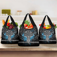 Thor Hammer Viking Grocery Bag with Celtic Knots and Blue Splatter Norse Heritage Tribute - Wonder Print Shop