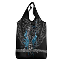 Thor Hammer Viking Grocery Bag with Celtic Knots and Blue Splatter Norse Heritage Tribute - Wonder Print Shop