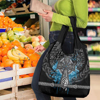 Thor Hammer Viking Grocery Bag with Celtic Knots and Blue Splatter Norse Heritage Tribute - Wonder Print Shop