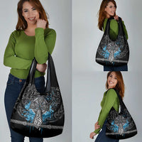 Thor Hammer Viking Grocery Bag with Celtic Knots and Blue Splatter Norse Heritage Tribute - Wonder Print Shop