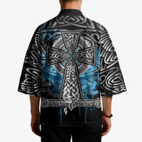 Thor Hammer Viking Kimono with Celtic Knots and Blue Splatter Norse Heritage Tribute - Wonder Print Shop