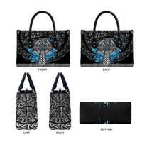 Thor Hammer Viking Leather Bag with Celtic Knots and Blue Splatter Norse Heritage Tribute - Wonder Print Shop