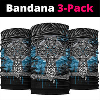 Thor Hammer Viking Neck Gaiter with Celtic Knots and Blue Splatter Norse Heritage Tribute - Wonder Print Shop